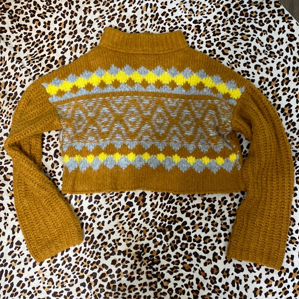 Free people argyle crop sweater medium